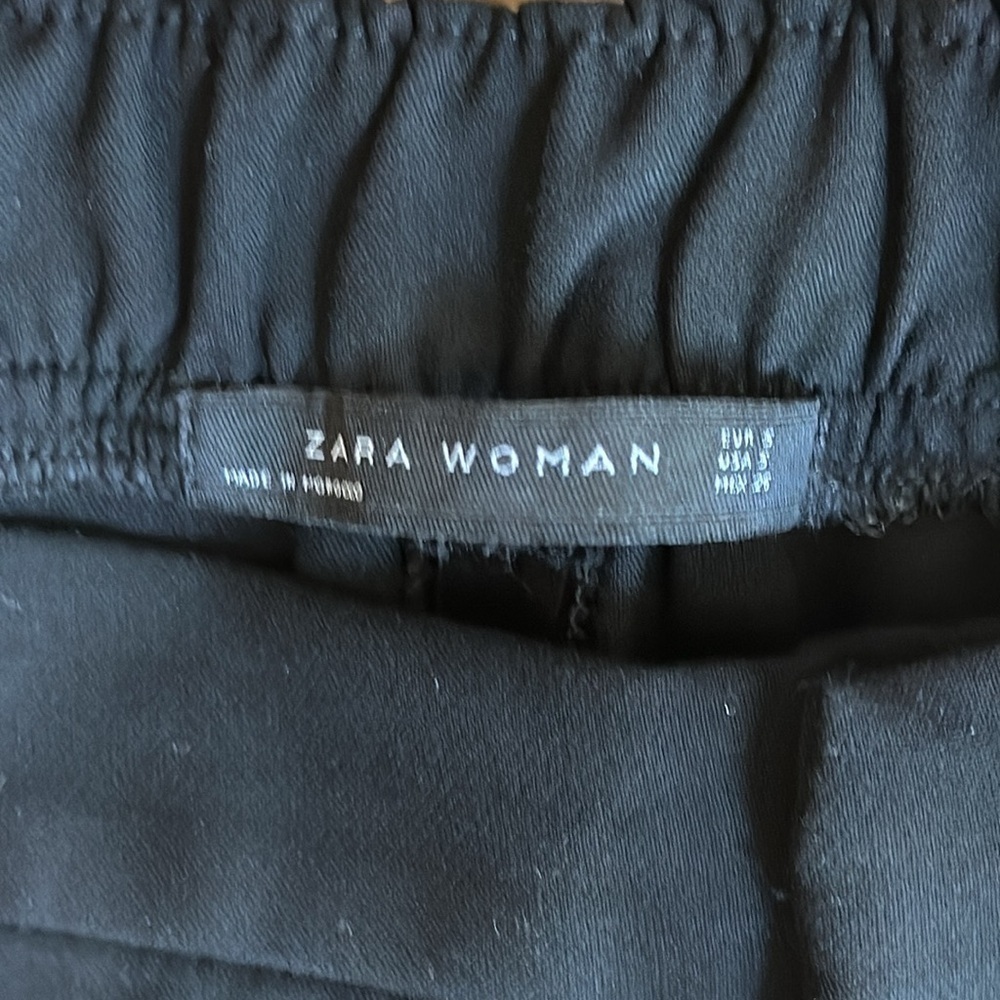 Zara Woman Black Pants Pom Pom Hem size Small EUC - Picture 6 of 6